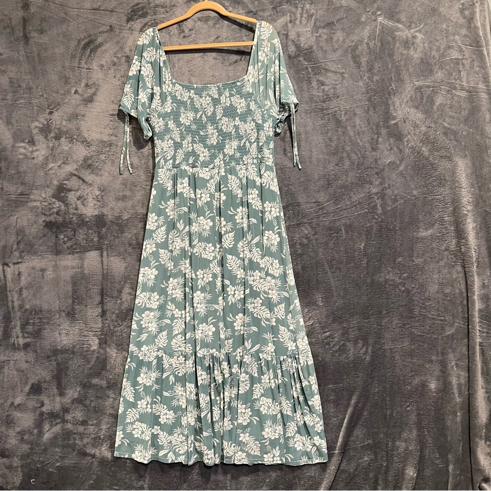 Siren Lily Women Petite XL Maxi Floral Dress Smocked Tiered Lined Boho Resort - Picture 5 of 15